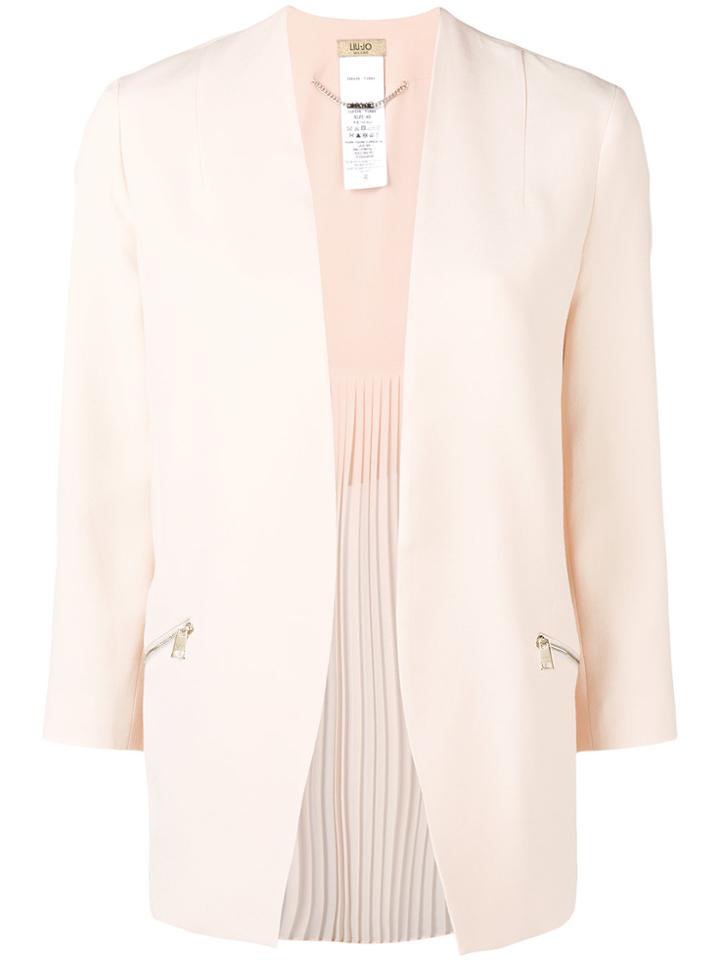 Liu Jo Back Pleat Collarless Blazer - Nude & Neutrals