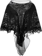 Martha Medeiros - Open Front Lace Pelerine - Women - Silk/cotton - One Size, Black, Silk/cotton