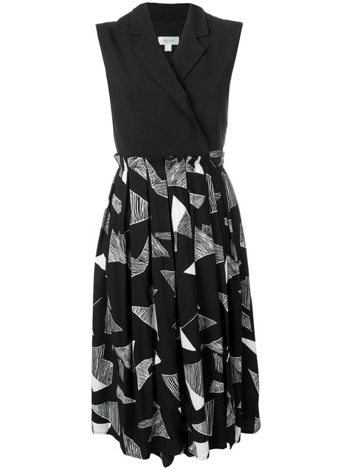 Jovonna Sleeveless Printed Dress - Black
