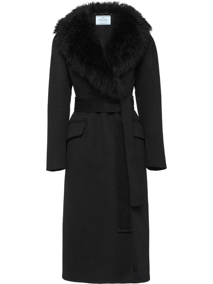 Prada Double Cashogora Coat - Black