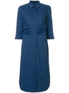 Luisa Cerano Ruched Shirt Waist Dress - Blue