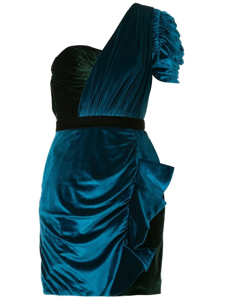 Self-portrait One-shoulder Draped Mini Dress - Blue