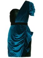 Self-portrait One-shoulder Draped Mini Dress - Blue