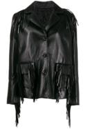 Ermanno Scervino Fringed Leather Coat - Black