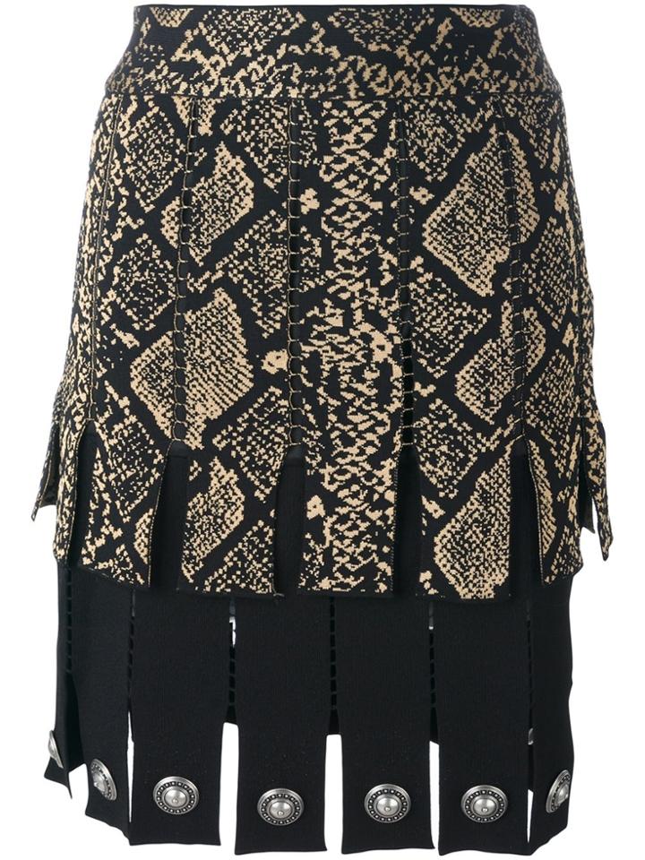 Fausto Puglisi Snake Print Effect Pleated Skirt - Black
