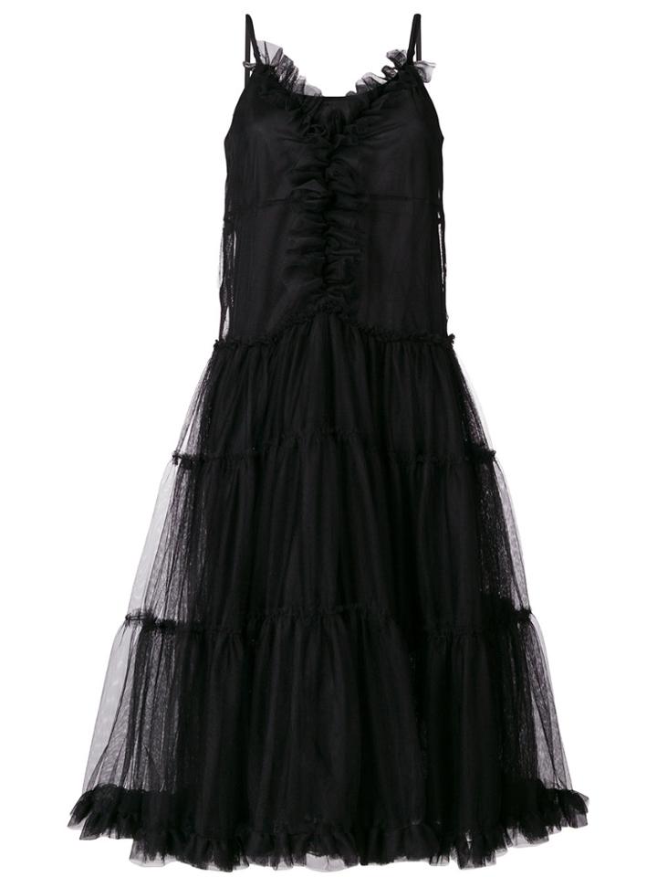Isabelle Blanche Frilled Flared Dress - Black