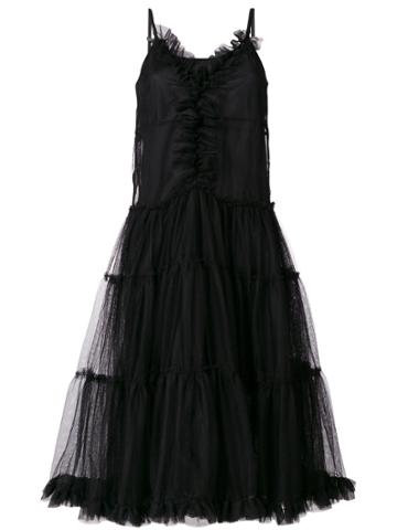 Isabelle Blanche Frilled Flared Dress - Black