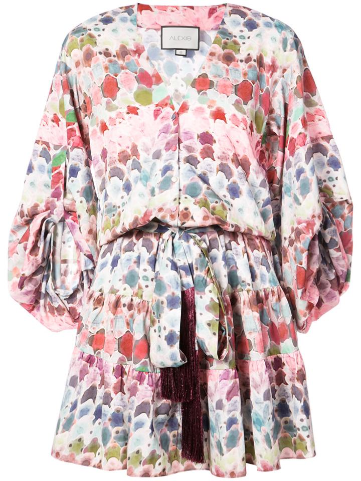 Alexis Watercolour Tie Waist Dress - Multicolour