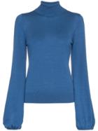 Staud Diane Turtleneck Knitted Wool Jumper - Blue
