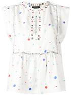 Isabel Marant 'rosa' Eyelet Embellished Blouse, Women's, Size: 34, White, Silk/brass/polyester