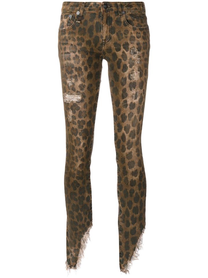 R13 Leopard Printed Jeans - Brown