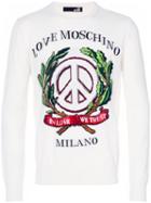 Love Moschino - Embroidered Sweatshirt - Men - Acrylic/wool/virgin Wool - M, White, Acrylic/wool/virgin Wool