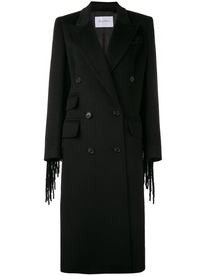 Max Mara Vera Fringed Coat - Black