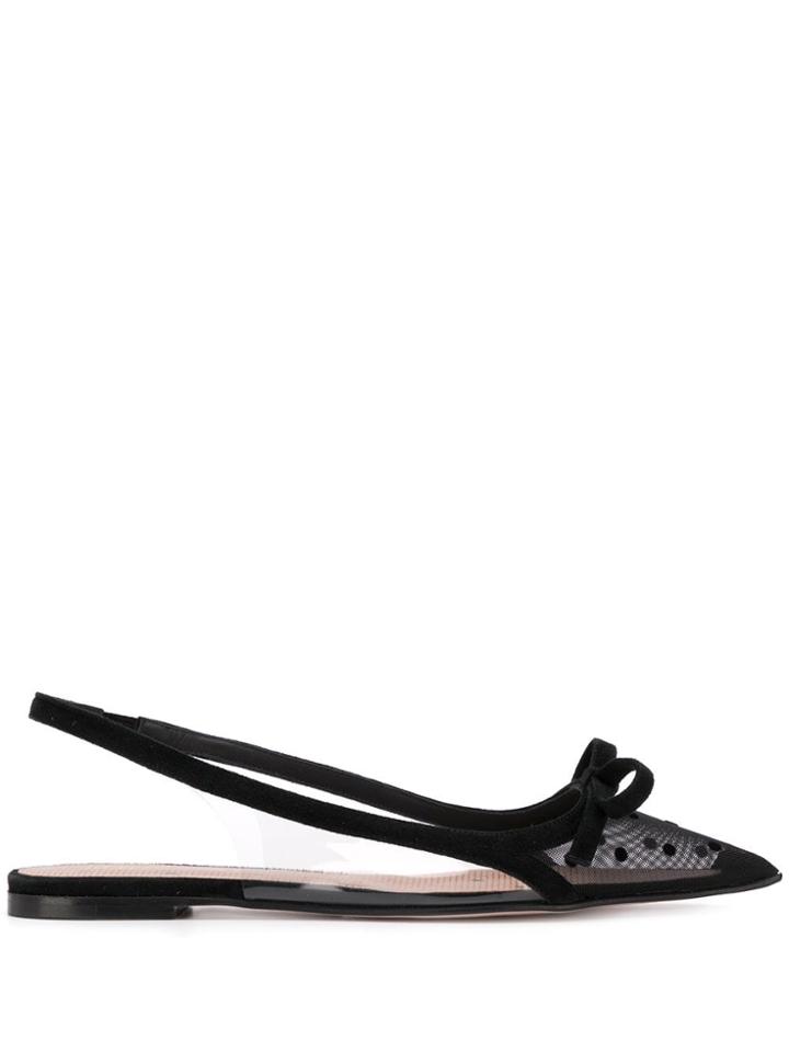 Red Valentino Red(v) Polka Dot Mesh Ballerina Shoes - Black