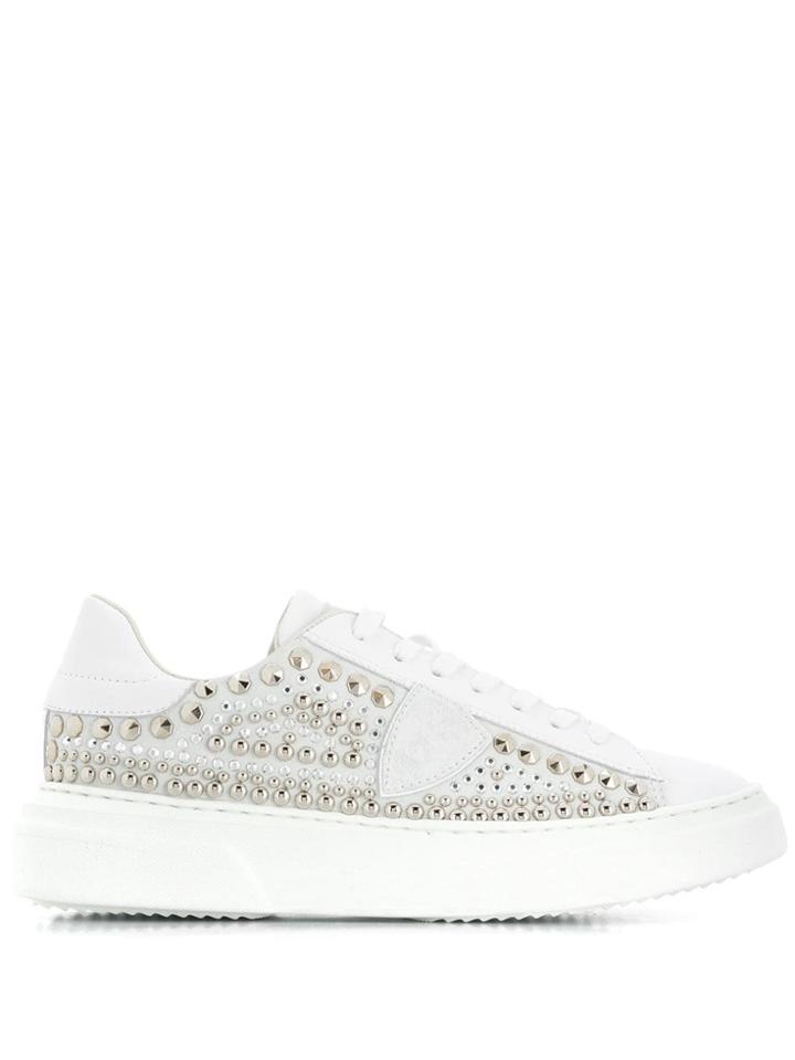 Philippe Model Studded Lace Up Sneakers - White