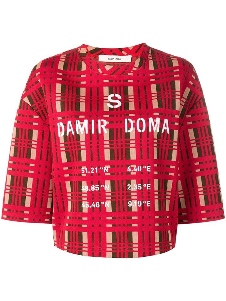 Damir Doma Logo Tartan Short-sleeve Top - Red
