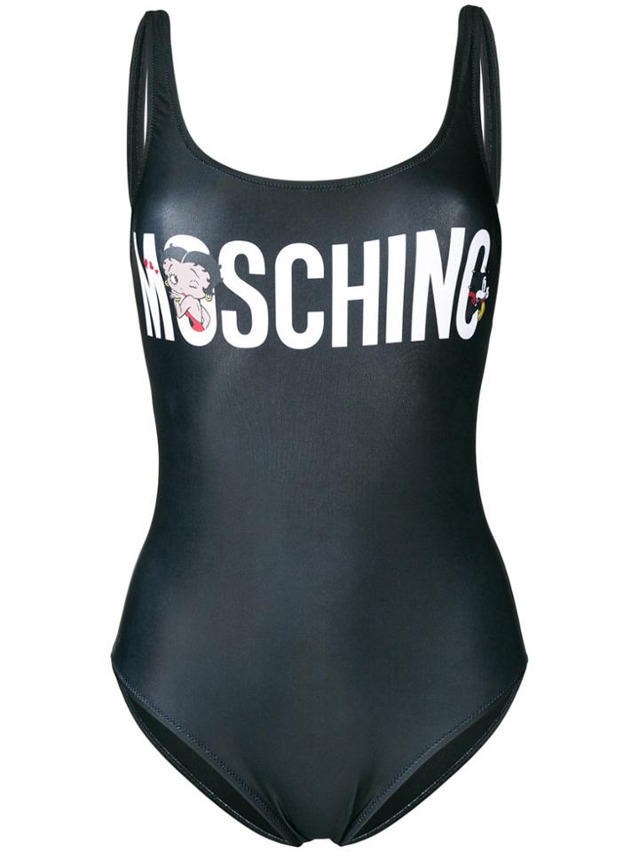 Moschino Betty Boop Motif Swimsuit - Black