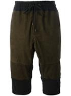 Di Liborio Panelled Bermuda Shorts, Men's, Size: 48, Green, Cotton/suede/spandex/elastane