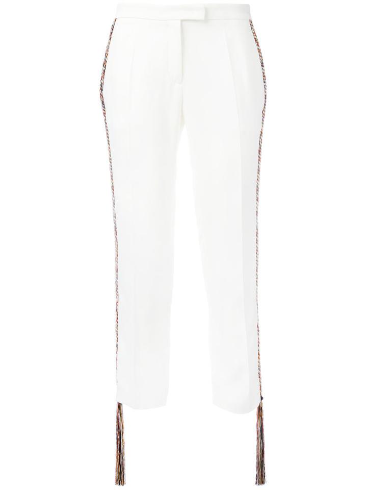Marco De Vincenzo - Fringed-side Tailored Trousers - Women - Acetate/viscose - 44, Red, Acetate/viscose