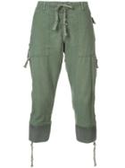 Greg Lauren Drop-crotch Cropped Trousers - Green
