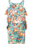 Moschino Floral And Traffic Cone Dress, Women's, Size: 42, Green, Cotton/polyester/silk/rayon