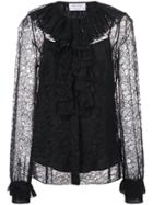 Prabal Gurung Pleated Lace Blouse - Black