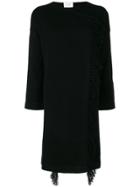 Snobby Sheep Fringed Knitted Long Sweater - Black