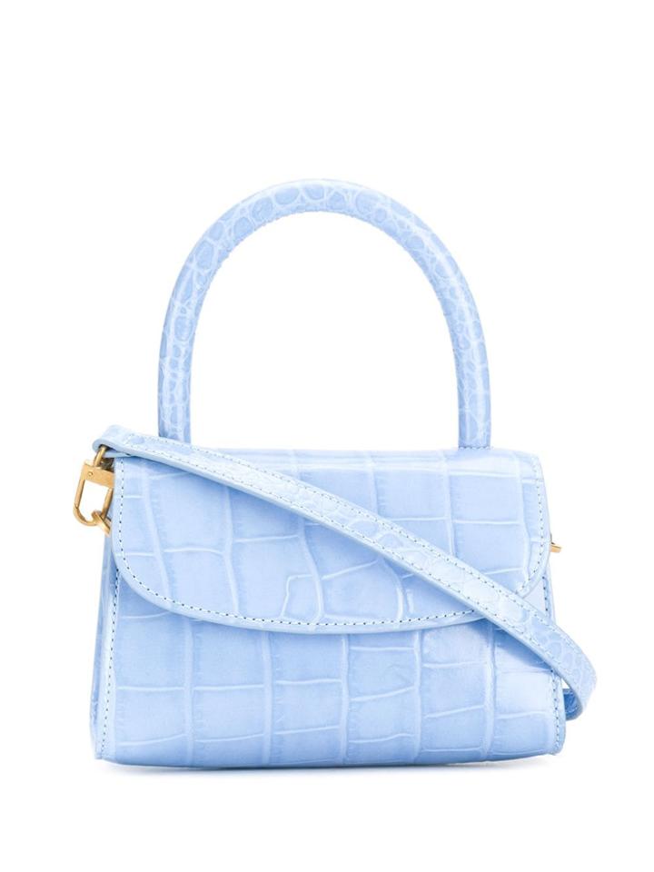 By Far Mini Croco Embossed Leather Bag - Blue