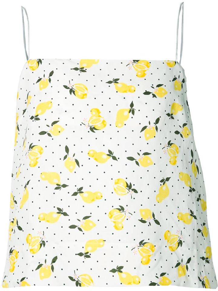 Piamita Lemon Print Camisole, Women's, Size: Medium, White, Silk/linen/flax