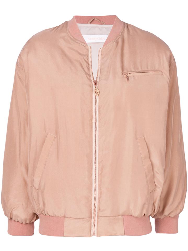See By Chloé Embroidered Bomber Jacket - Pink & Purple