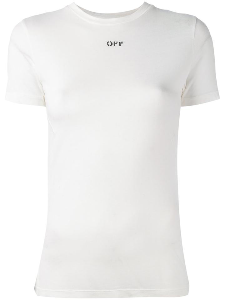 Off-white Crew Neck T-shirt, Women's, Size: Small, White, Micromodal/polyester