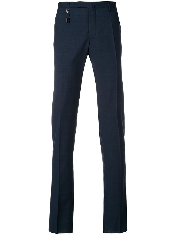 Incotex Checked Straight-leg Trousers - Blue