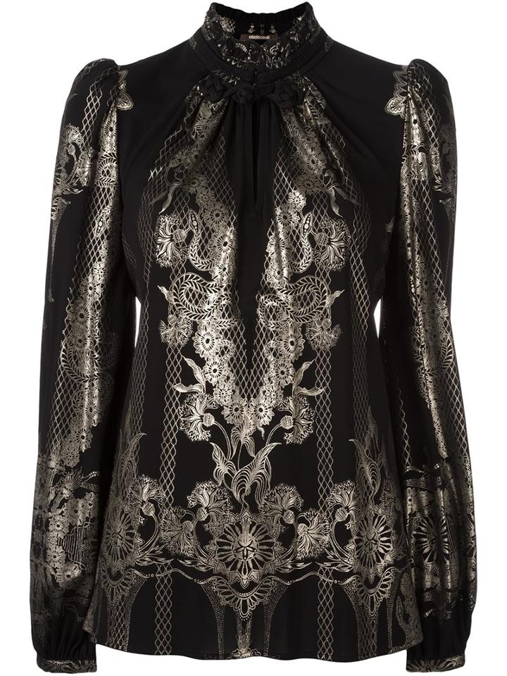 Roberto Cavalli Metallic Print Blouse