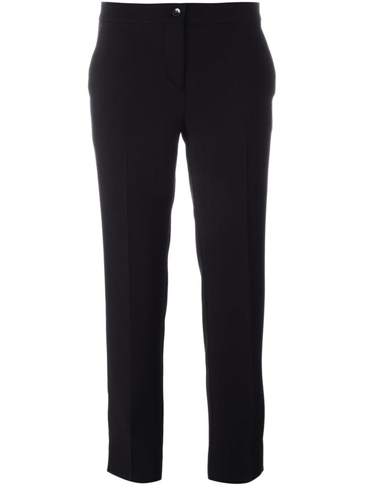 Etro Tailored Cropped Trousers, Women's, Size: 46, Black, Acetate/viscose/spandex/elastane