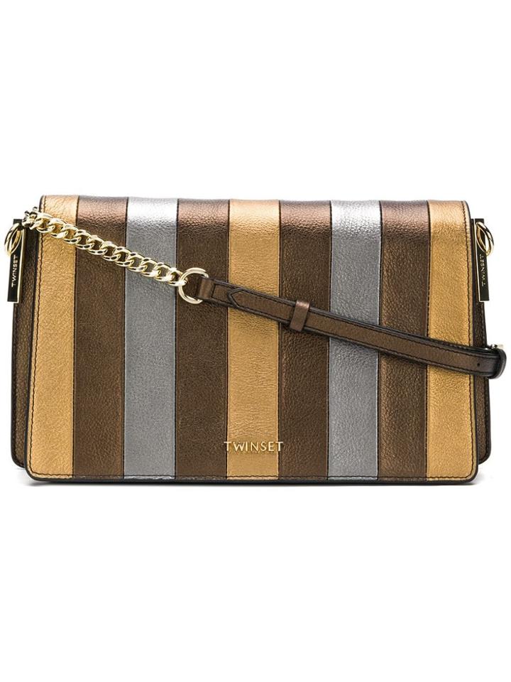 Twin-set Striped Shoulder Bag - Metallic