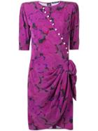 Emanuel Ungaro Vintage 1980's Floral Draped Dress - Purple