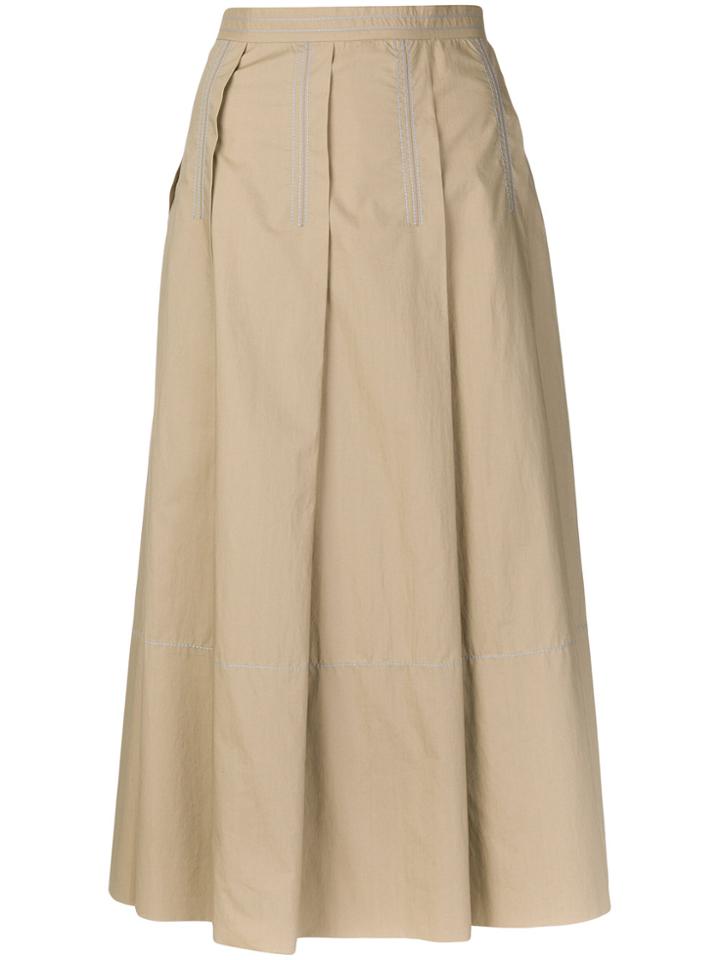 Marni Wide Pleat Skirt - Nude & Neutrals