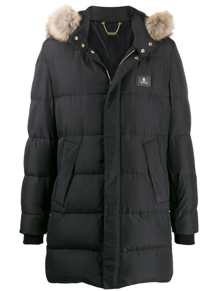 Billionaire Logo Patch Down Coat - Black