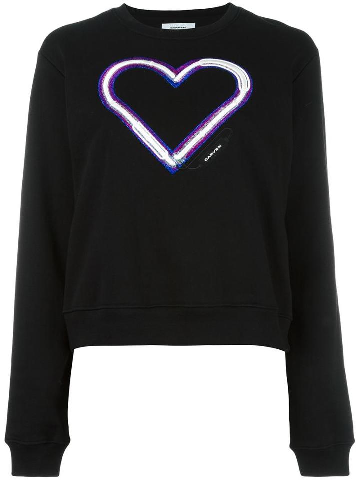 Carven Heart Patch Sweatshirt, Women's, Size: Small, Black, Cotton