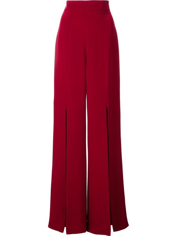 Cushnie Et Ochs Slit Accent Flared Trousers, Women's, Size: 6, Red, Silk