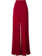 Cushnie Et Ochs Slit Accent Flared Trousers, Women's, Size: 6, Red, Silk
