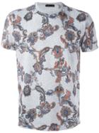 Etro Floral Print T-shirt, Size: Medium, Grey, Cotton