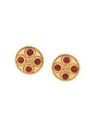 Chanel Pre-owned Gold Ruby Pate De Verre Clip Earrings