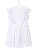 Miss Blumarine Teen Embroidered Floral Dresss - White