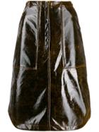 Erika Cavallini Panelled Patent Skirt - Brown