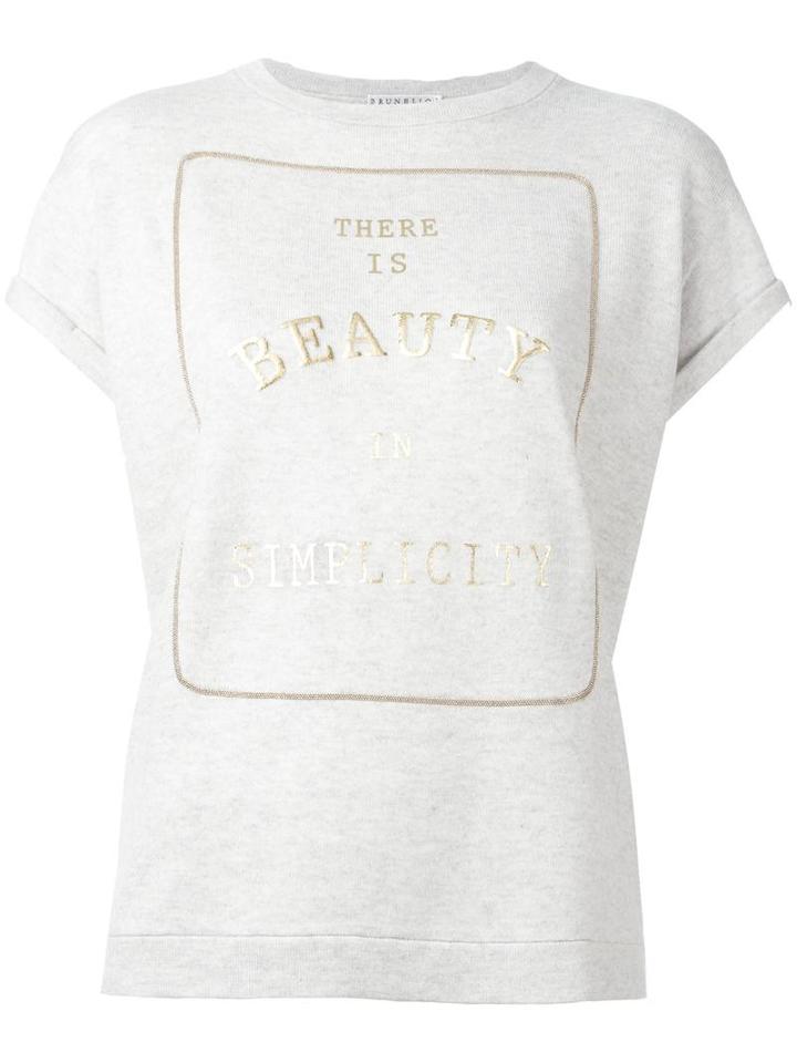 Brunello Cucinelli 'beauty In Simplicity' T-shirt, Women's, Size: Large, Grey, Silk/cashmere/virgin Wool