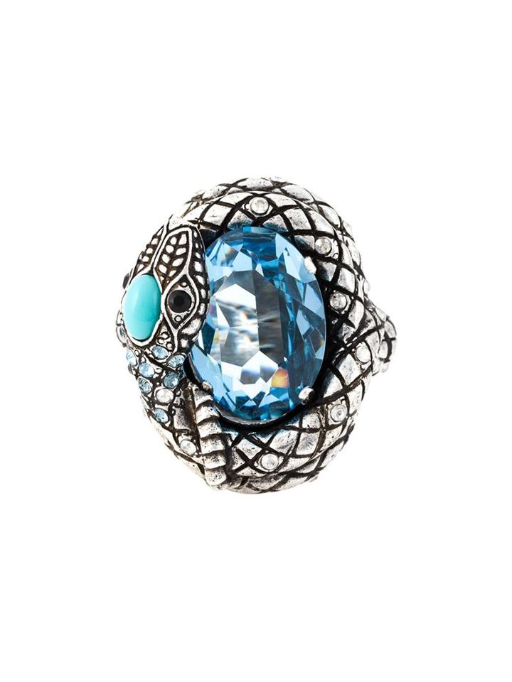 Lanvin Snake Ring, Women's, Size: 53, Blue, Pewter/glass