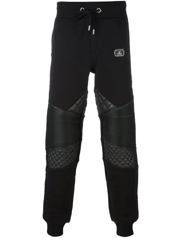 Philipp Plein Quilted Trackpants, Men's, Size: Large, Black, Cotton/polyurethane/polyester