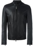 Desa 1972 Zip Up Biker Jacket, Men's, Size: 54, Black, Leather/acetate/viscose