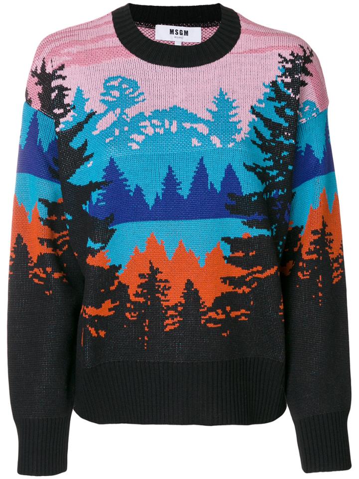 Msgm Forest Intarsia Jumper - Multicolour